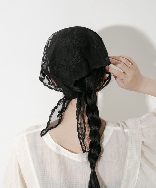 SMELLY（スメリー）の「レーススカーフ（バンダナ/スカーフ・レディース・オフホワイト/ブラック・-）」の8枚目の写真