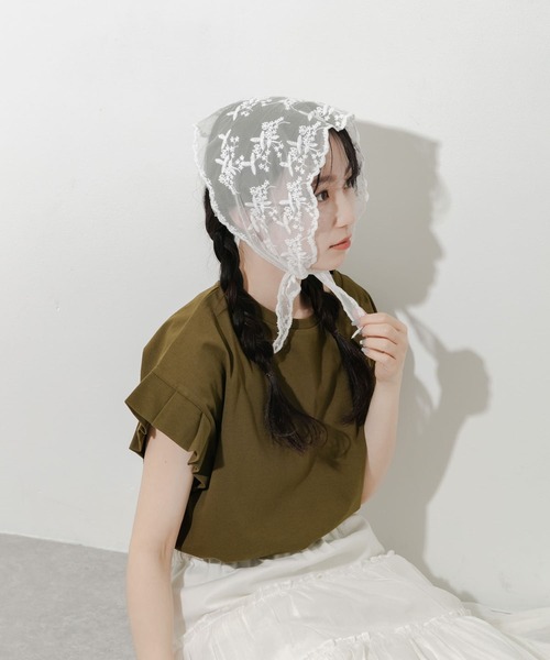 SMELLY（スメリー）の「レーススカーフ（バンダナ/スカーフ・レディース・オフホワイト/ブラック・-）」の17枚目の写真