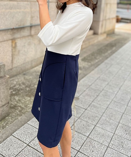 ST.ROONEY(セントルーニー)の「レトロボタンワンピース【低身長・小柄女性向け】(ワンピース・レディース・ホワイト×ホワイト/ホワイト×ネイビー・XS)」の5枚目の写真