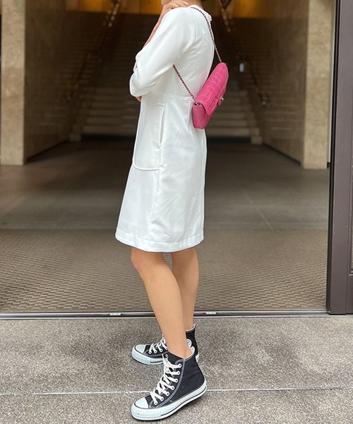 ST.ROONEY(セントルーニー)の「レトロボタンワンピース【低身長・小柄女性向け】(ワンピース・レディース・ホワイト×ホワイト/ホワイト×ネイビー・XS)」の9枚目の写真