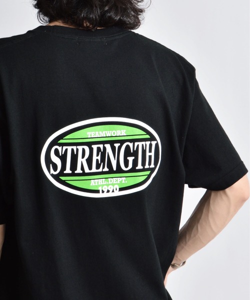 MODISH GAZE(モディシュガゼ)の「【MODISH GAZE】STRENGTHオーバルロゴTシャツ(CP)(Tシャツ/カットソー・レディース・ブラック/ホワイト・L)」の1枚目の写真