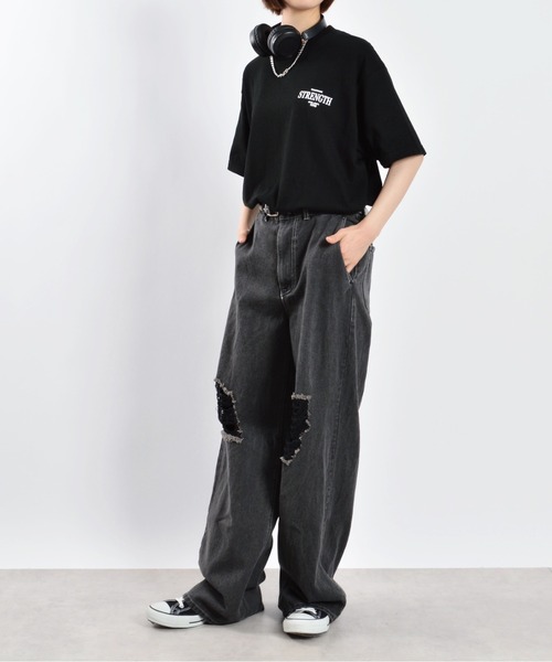 MODISH GAZE(モディシュガゼ)の「【MODISH GAZE】STRENGTHオーバルロゴTシャツ(CP)(Tシャツ/カットソー・レディース・ブラック/ホワイト・L)」の21枚目の写真