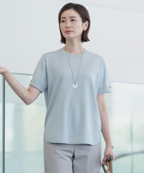 J.PRESS(ジェイプレス)の「【洗える】COTTON POLYESTER 袖ボタン ニット(ニット/セーター・レディース・ふじ色系/ネイビー系/ベージュ系/サックスブルー系・F)」の14枚目の写真