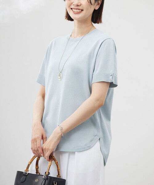 J.PRESS(ジェイプレス)の「【洗える】COTTON POLYESTER 袖ボタン ニット(ニット/セーター・レディース・ふじ色系/ネイビー系/ベージュ系/サックスブルー系・F)」の21枚目の写真