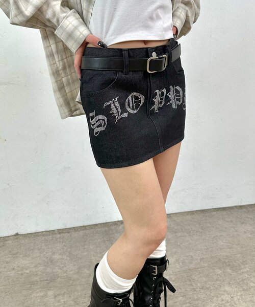 WHO'S WHO gallery(フーズフーギャラリー)の「【SLOPPY/スロッピー】ラインストーンマイクロスカート(スカート・レディース・サックスブルー/ブラック・FREE)」の7枚目の写真