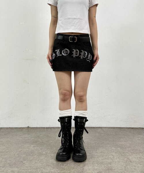 WHO'S WHO gallery(フーズフーギャラリー)の「【SLOPPY/スロッピー】ラインストーンマイクロスカート(スカート・レディース・サックスブルー/ブラック・FREE)」の8枚目の写真