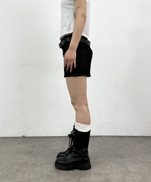 WHO'S WHO gallery(フーズフーギャラリー)の「【SLOPPY/スロッピー】ラインストーンマイクロスカート(スカート・レディース・サックスブルー/ブラック・FREE)」の9枚目の写真