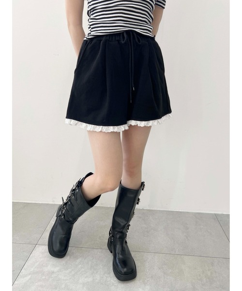 PHILLY（フィリー）の「【PHILLY】ヘムレーススウェットショートパンツ（その他パンツ・レディース・グレー/ブラック・FREE）」の6枚目の写真