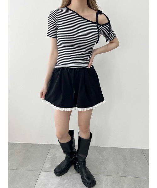 PHILLY（フィリー）の「【PHILLY】ヘムレーススウェットショートパンツ（その他パンツ・レディース・グレー/ブラック・FREE）」の7枚目の写真