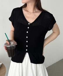 CLEA（クレア）の「透かし編みVネックニットベスト（ニット/セーター）」
