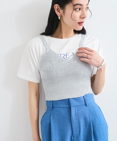 VIS(ビス)の「スパンコールニットビスチェ(キャミソール・レディース・ブラウン系その他2/グレー系その他・FREE)」の4枚目の写真