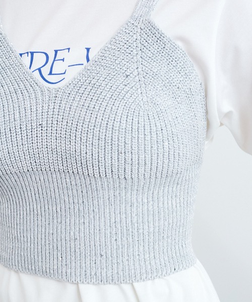 VIS(ビス)の「スパンコールニットビスチェ(キャミソール・レディース・ブラウン系その他2/グレー系その他・FREE)」の12枚目の写真