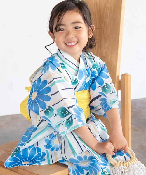 浴衣館グレース 浴衣 ブルー こだわり浴衣5点セット (浴衣/帯/下駄/腰紐/着付け冊子) 変わり
