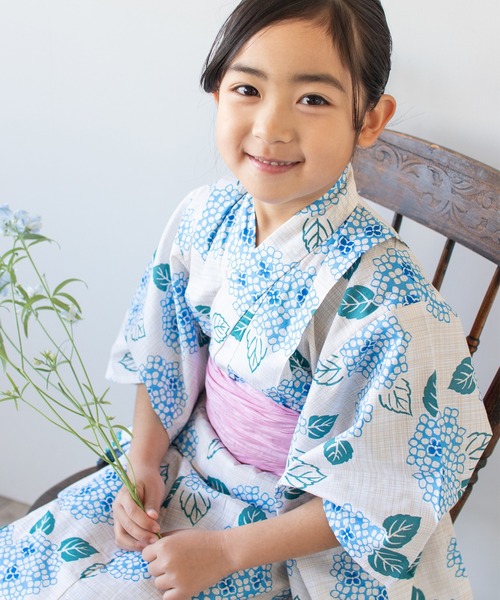 浴衣　ゆかた館グレース　水色　緑 子供浴衣（浴衣）｜ゆかた館グレース（ユカタカングレース）の