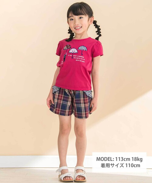 Noeil aime BeBe（ノイユエイムベベ）の「【お揃い】花柄チェックポケットフリルキュロット(90~130cm)（その他パンツ・キッズ・ピンク系その他/レッド系その他2・120cm/130cm/110cm）」の7枚目の写真