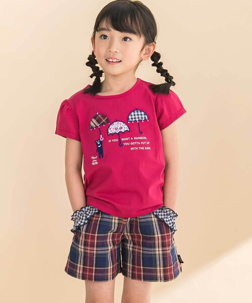 Noeil aime BeBe（ノイユエイムベベ）の「【お揃い】花柄チェックポケットフリルキュロット(90~130cm)（その他パンツ・キッズ・ピンク系その他/レッド系その他2・120cm/130cm/110cm）」の6枚目の写真