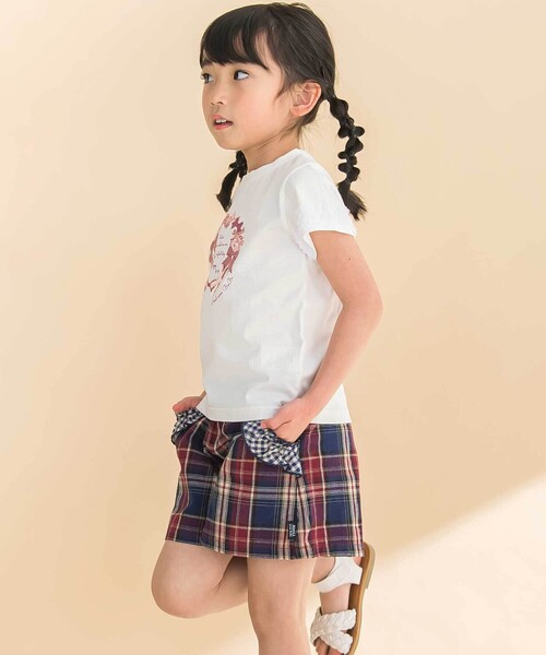 Noeil aime BeBe（ノイユエイムベベ）の「【お揃い】花柄チェックポケットフリルキュロット(90~130cm)（その他パンツ・キッズ・ピンク系その他/レッド系その他2・120cm/130cm/110cm）」の5枚目の写真