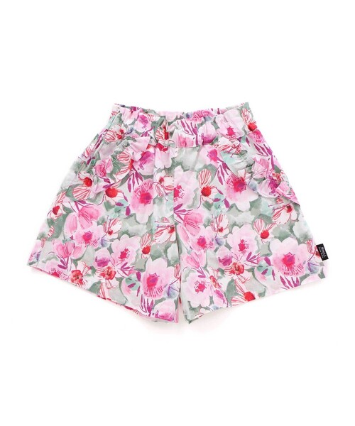 Noeil aime BeBe（ノイユエイムベベ）の「【お揃い】花柄チェックポケットフリルキュロット(90~130cm)（その他パンツ・キッズ・ピンク系その他/レッド系その他2・120cm/130cm/110cm）」の4枚目の写真