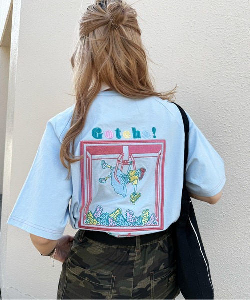 DOUBLE NAME（ダブルネーム）の「Gotcha! my plushie BACK刺しゅうラグランTEE（Tシャツ/カットソー・レディース・ネイビー/オフホワイト/ブルー・FREE）」の10枚目の写真