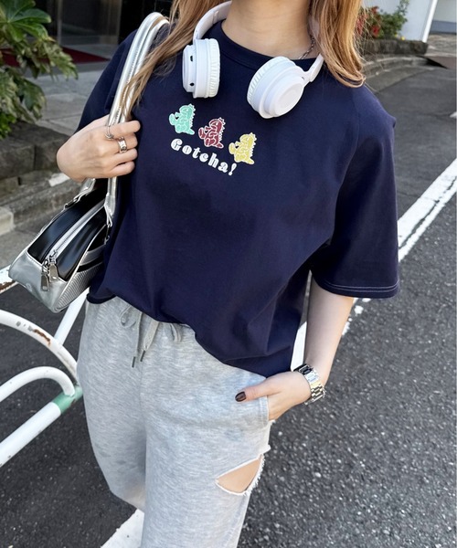 Gotcha! my plushie BACK刺しゅうラグランTEE（Tシャツ