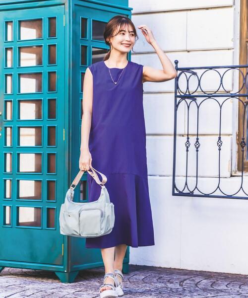 ITS'DEMO（イッツデモ）の「【撥水／洗濯機OK】ペプラムワンピース＜旅服シリーズ＞（ワンピース・レディース・パープル系/ブラック/ベージュ・00）」の6枚目の写真