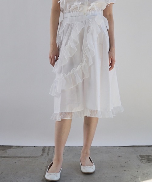 PAIN（ペイン）の「2wayエプロンフリルシャツロングスカート【セットアップ対応】（スカート・レディース・ホワイト/ブラック/ピンク・FREE）」の2枚目の写真