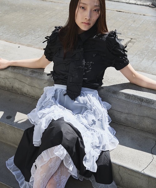 PAIN（ペイン）の「2wayエプロンフリルシャツロングスカート【セットアップ対応】（スカート・レディース・ホワイト/ブラック/ピンク・FREE）」の10枚目の写真