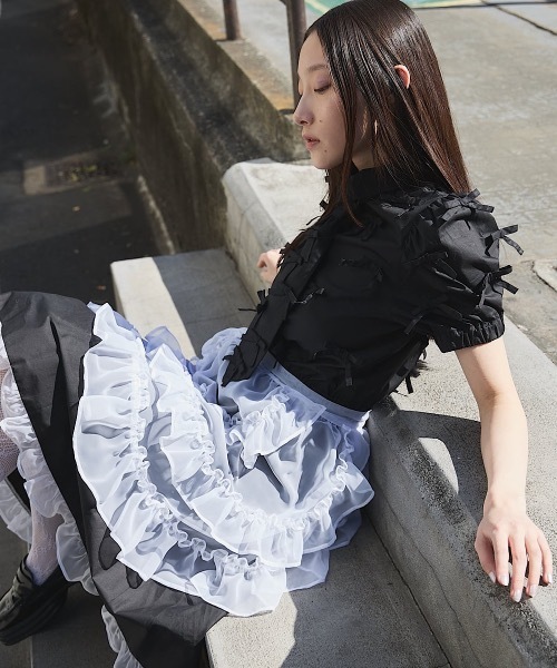 PAIN（ペイン）の「2wayエプロンフリルシャツロングスカート【セットアップ対応】（スカート・レディース・ホワイト/ブラック/ピンク・FREE）」の4枚目の写真