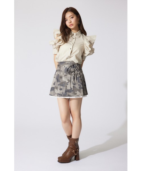 rienda(リエンダ)の「フリルスリーブデザインシャツトップス 夏服 半袖(シャツ/ブラウス・レディース・ホワイト/ベージュ/カーキ・FREE)」の13枚目の写真
