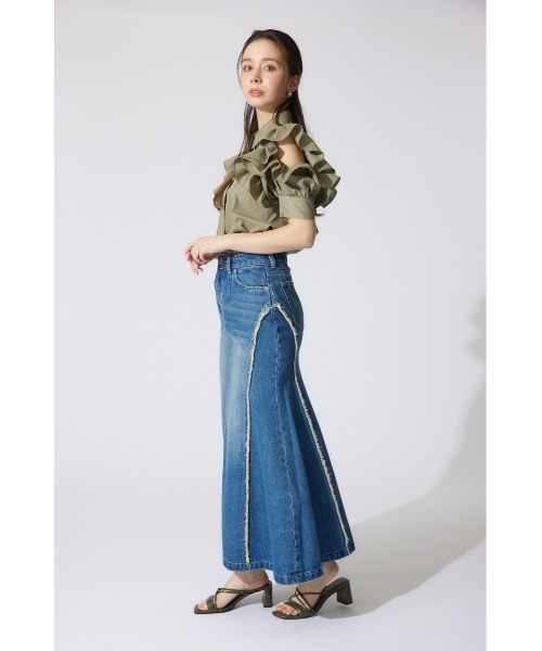 rienda(リエンダ)の「フリルスリーブデザインシャツトップス 夏服 半袖(シャツ/ブラウス・レディース・ホワイト/ベージュ/カーキ・FREE)」の18枚目の写真