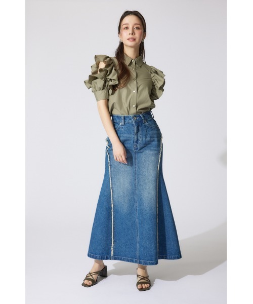 rienda(リエンダ)の「フリルスリーブデザインシャツトップス 夏服 半袖(シャツ/ブラウス・レディース・ホワイト/ベージュ/カーキ・FREE)」の19枚目の写真