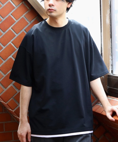 8(eight)(エイト)の「裾覗きワイドシルエットTシャツ(Tシャツ/カットソー・メンズ・ライトブラウン/ブラック/ネイビー/グレー系その他・LARGE/X-LARGE/MEDIUM)」の1枚目の写真