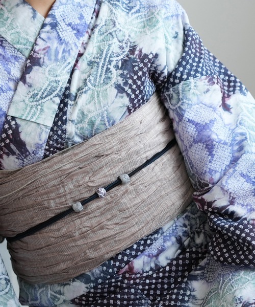 有松絞り浴衣3点セット utatane 赤紫に流れる朝顔（浴衣）｜utatane 