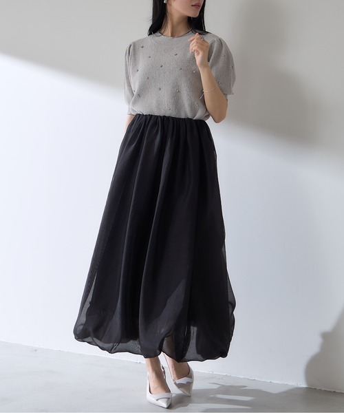 &. NOSTALGIA（アンドドットノスタルジア）の「【ZOZO限定】オーガンジーバルーンスカート（スカート・レディース・オフホワイト/ブラック・M）」の10枚目の写真