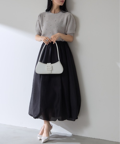 &. NOSTALGIA（アンドドットノスタルジア）の「【ZOZO限定】オーガンジーバルーンスカート（スカート・レディース・オフホワイト/ブラック・M）」の11枚目の写真