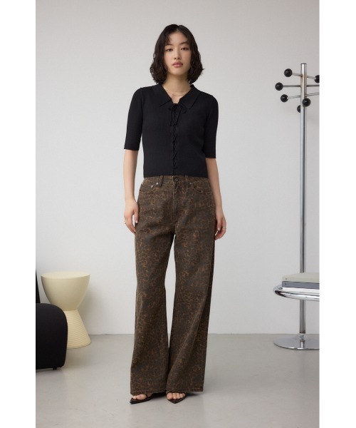 AZUL by moussy（アズールバイマウジー）の「レースアップ5分袖ポロカラーニット（ニット/セーター・レディース・アイボリー/ライム/ブラック・FREE）」の15枚目の写真