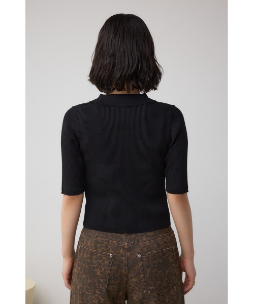 AZUL by moussy（アズールバイマウジー）の「レースアップ5分袖ポロカラーニット（ニット/セーター・レディース・アイボリー/ライム/ブラック・FREE）」の18枚目の写真