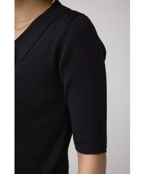 AZUL by moussy（アズールバイマウジー）の「レースアップ5分袖ポロカラーニット（ニット/セーター・レディース・アイボリー/ライム/ブラック・FREE）」の20枚目の写真