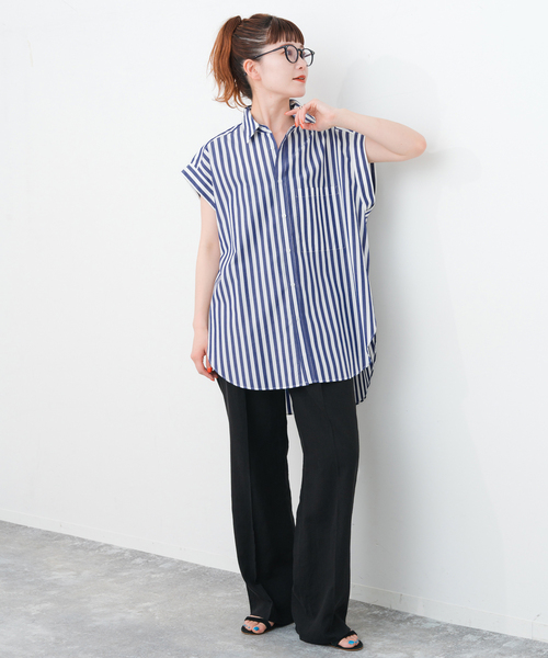 スピックアンドスパン　フレンチスリーブシャツ Spick & Span｜《WEB限定》ドットフレンチスリーブシャツ