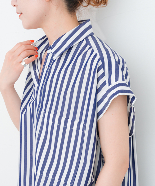 セール】フレンチスリーブロングシャツ（シャツ/ブラウス