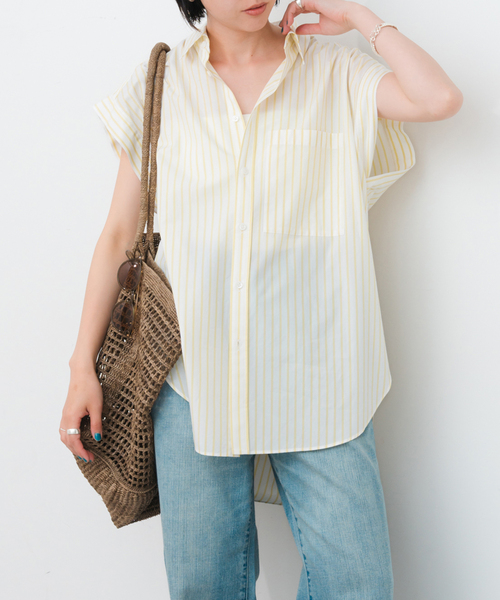 スピックアンドスパン　フレンチスリーブシャツ Spick & Span｜《WEB限定》ドットフレンチスリーブシャツ