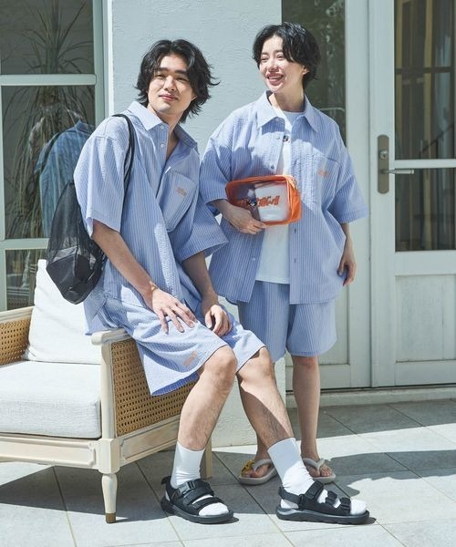 PBLIM(ページボーイリム)の「【サウナボーイ×LIMMY CAT】ストライプサマーショートパンツ《UNISEX》(その他パンツ・レディース・ブルー・MEDIUM/LARGE)」の4枚目の写真