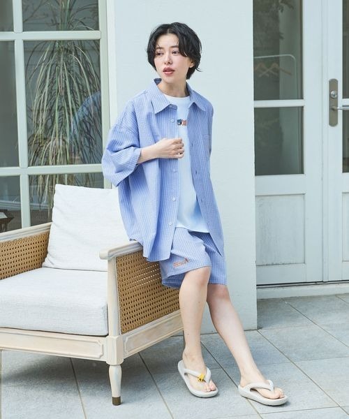 PBLIM(ページボーイリム)の「【サウナボーイ×LIMMY CAT】ストライプサマーショートパンツ《UNISEX》(その他パンツ・レディース・ブルー・MEDIUM/LARGE)」の7枚目の写真