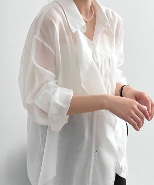 Forcement(フォースメント)の「大人のフリルデザインワイドシアーシャツ(シャツ/ブラウス・レディース・ブラック/ホワイト/グリーン・FREE)」の5枚目の写真