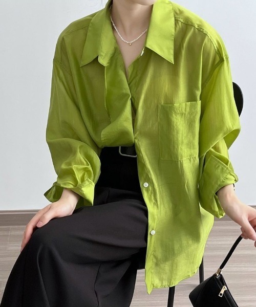 Forcement(フォースメント)の「大人のフリルデザインワイドシアーシャツ(シャツ/ブラウス・レディース・ブラック/ホワイト/グリーン・FREE)」の8枚目の写真