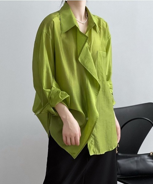 Forcement(フォースメント)の「大人のフリルデザインワイドシアーシャツ(シャツ/ブラウス・レディース・ブラック/ホワイト/グリーン・FREE)」の11枚目の写真