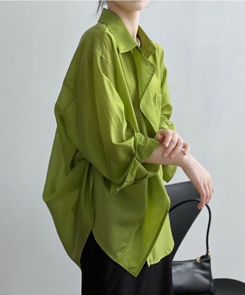Forcement(フォースメント)の「大人のフリルデザインワイドシアーシャツ(シャツ/ブラウス・レディース・ブラック/ホワイト/グリーン・FREE)」の12枚目の写真
