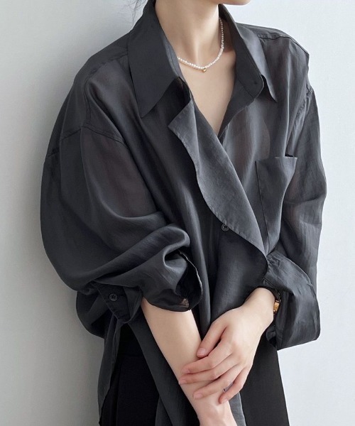 Forcement(フォースメント)の「大人のフリルデザインワイドシアーシャツ(シャツ/ブラウス・レディース・ブラック/ホワイト/グリーン・FREE)」の15枚目の写真