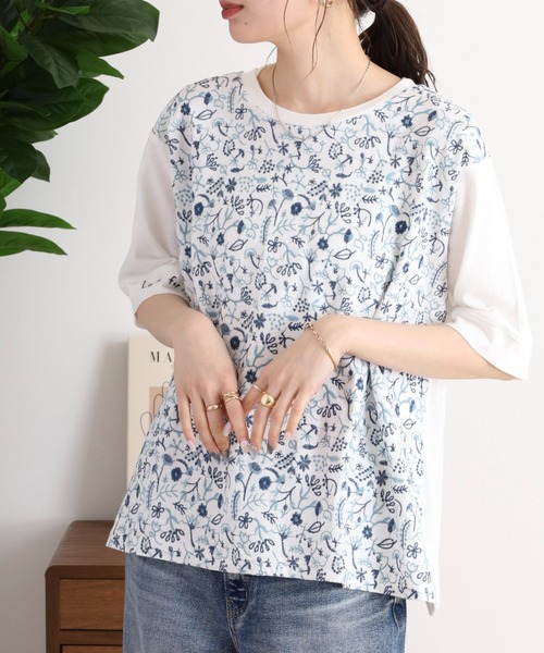 Emago(イマゴ)の「EMAGO どこにいるのかな刺繍Tシャツ(Tシャツ/カットソー・レディース・マスタード/グリーン/ホワイト・FREE)」の9枚目の写真
