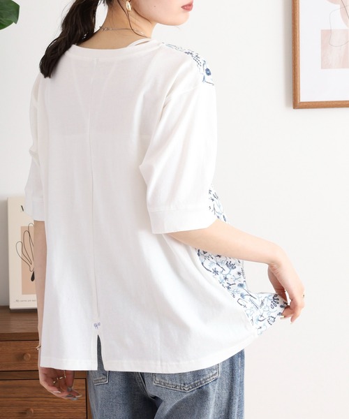 Emago(イマゴ)の「EMAGO どこにいるのかな刺繍Tシャツ(Tシャツ/カットソー・レディース・マスタード/グリーン/ホワイト・FREE)」の7枚目の写真